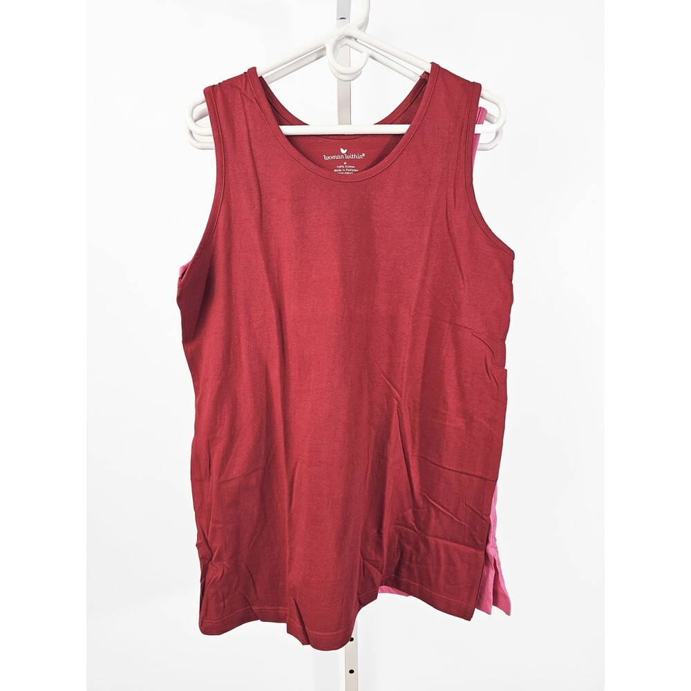 Woman Within Tank Top Size Medium 14 16  Bundle of 2 Red Pink